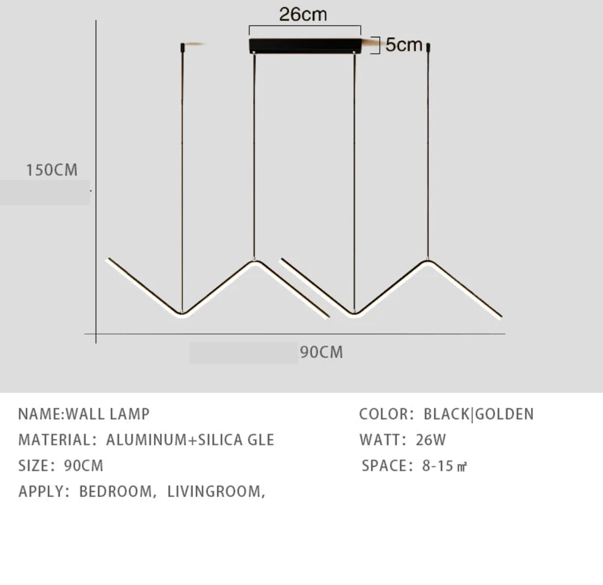 Lustre LED moderne noir pour salLustre LED Moderne Noir & Doré – Suspension Minimaliste pour Salon ou Chambreon, chambre à coucher, luminaire minimaliste, éclairage d'intérieur, décoration de la maison