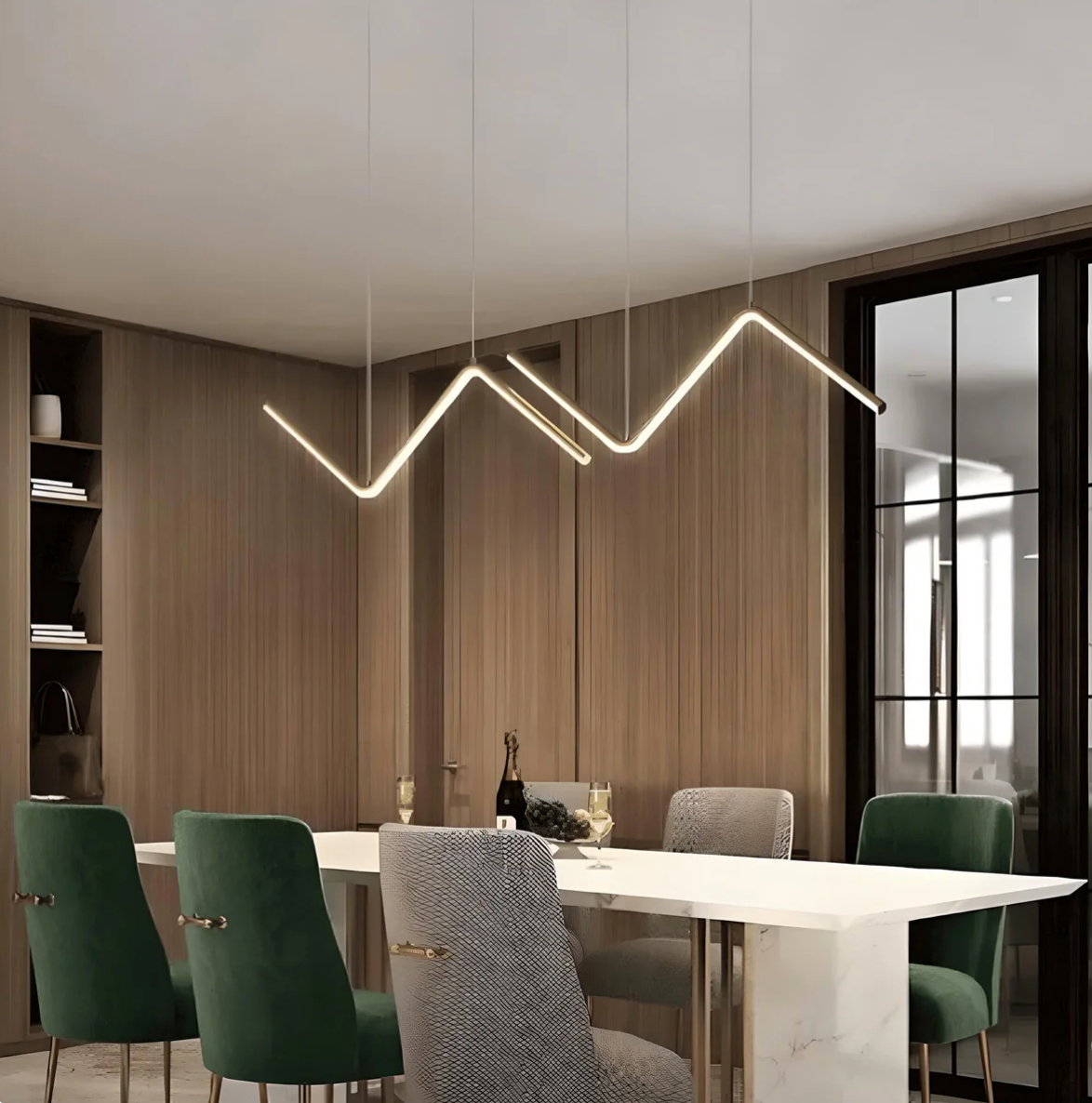 Lustre LED moderne noir pour salLustre LED Moderne Noir & Doré – Suspension Minimaliste pour Salon ou Chambreon, chambre à coucher, luminaire minimaliste, éclairage d'intérieur, décoration de la maison