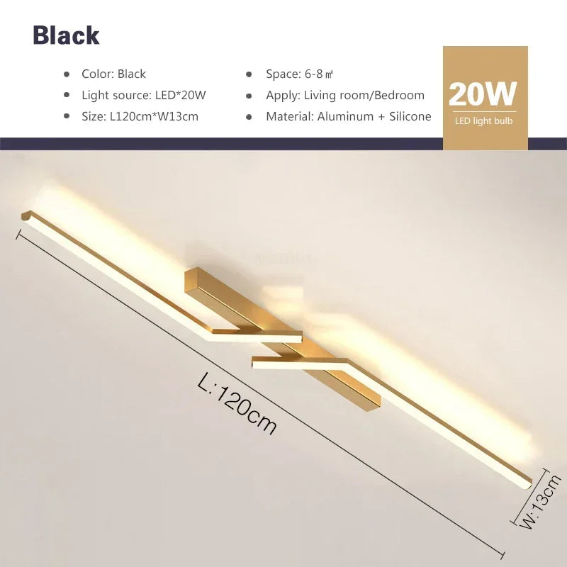 Plafonnier LED Moderne – Design Scandinave Noir pour Salon, Chambre ou Salle à Manger