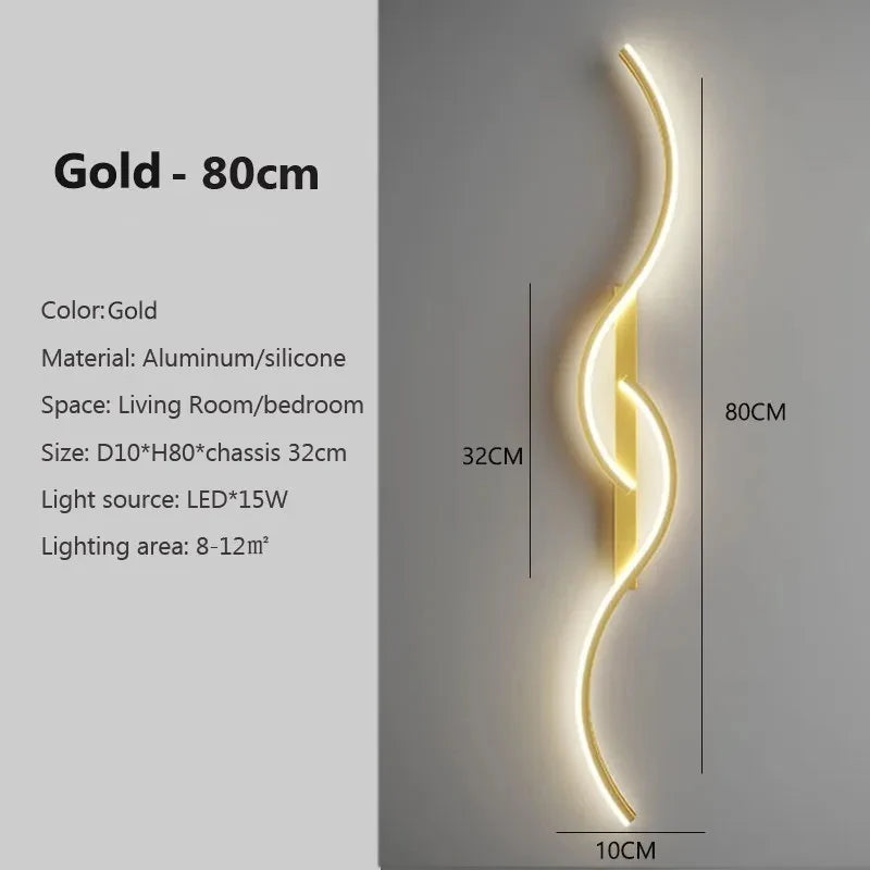 Applique murale LED moderne en aluminium, design bande longue. Éclairage haut et bas pour chambre ou salon. Ampoules incluses, montage mural facile, certifiée CE & RoHS.