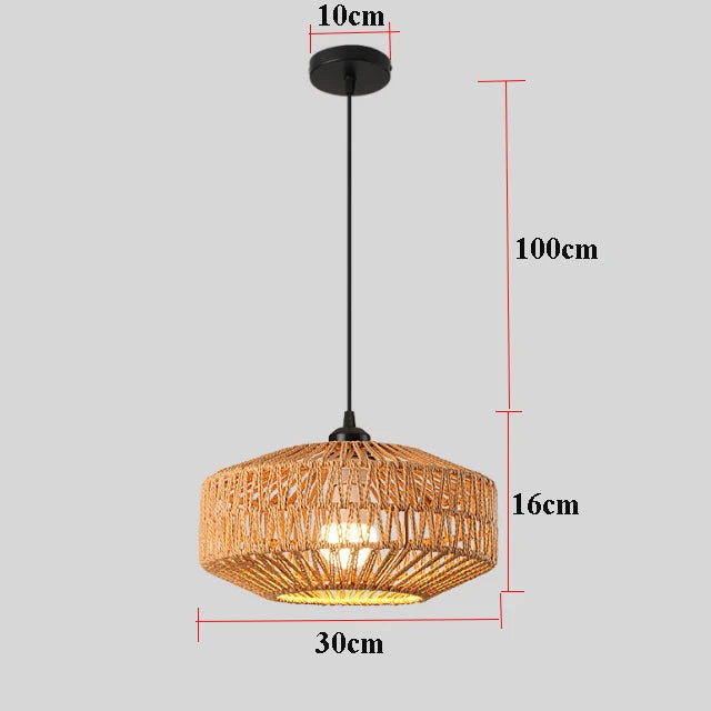 Plafonnier en Rotin Tissé à la Main – Suspension Naturelle pour Salon, Chambre ou Bureau