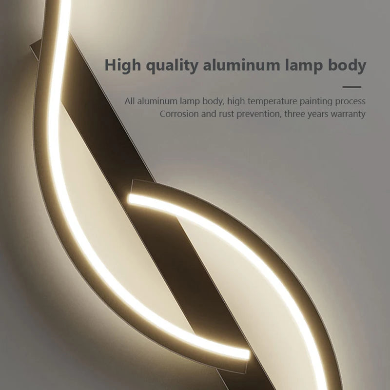 Applique murale LED moderne en aluminium, design bande longue. Éclairage haut et bas pour chambre ou salon. Ampoules incluses, montage mural facile, certifiée CE & RoHS.