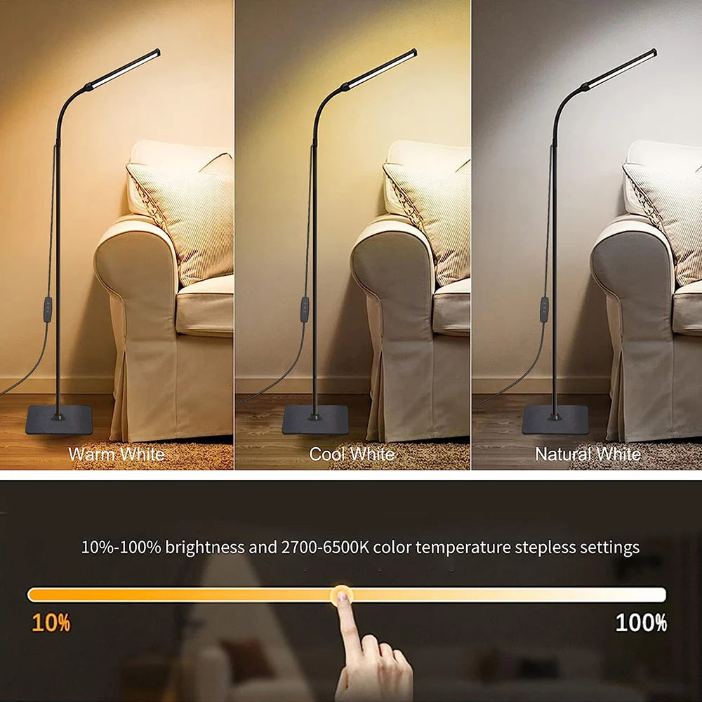 Lampadaire LED à Col de Cygne 360° – Intensité Réglable pour Salon, Chambre ou Bureau