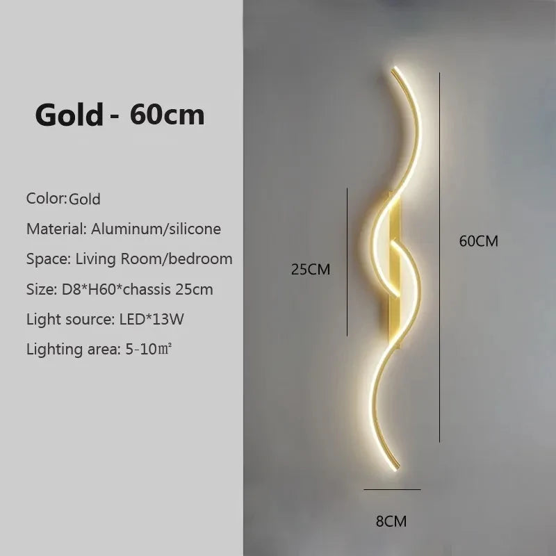 Applique murale LED moderne en aluminium, design bande longue. Éclairage haut et bas pour chambre ou salon. Ampoules incluses, montage mural facile, certifiée CE & RoHS.