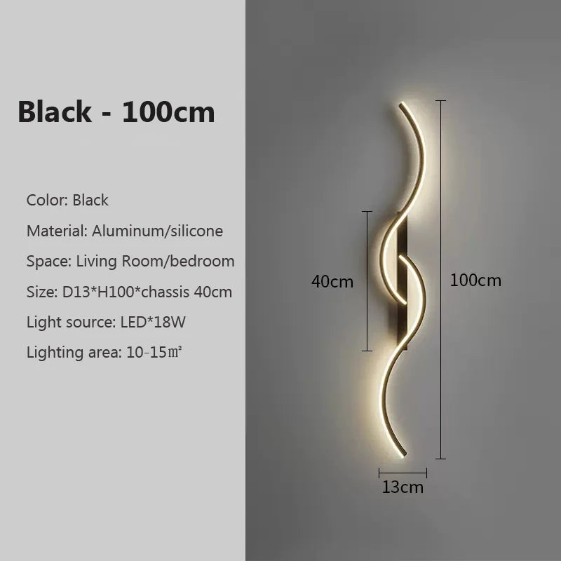Applique murale LED moderne en aluminium, design bande longue. Éclairage haut et bas pour chambre ou salon. Ampoules incluses, montage mural facile, certifiée CE & RoHS.