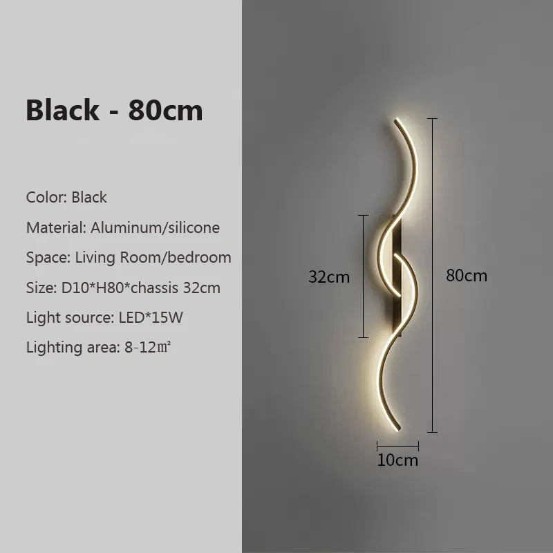 Applique murale LED moderne en aluminium, design bande longue. Éclairage haut et bas pour chambre ou salon. Ampoules incluses, montage mural facile, certifiée CE & RoHS.