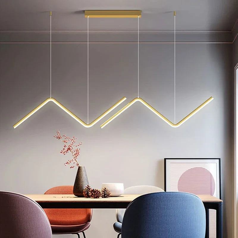 Lustre LED moderne noir pour salLustre LED Moderne Noir & Doré – Suspension Minimaliste pour Salon ou Chambreon, chambre à coucher, luminaire minimaliste, éclairage d'intérieur, décoration de la maison