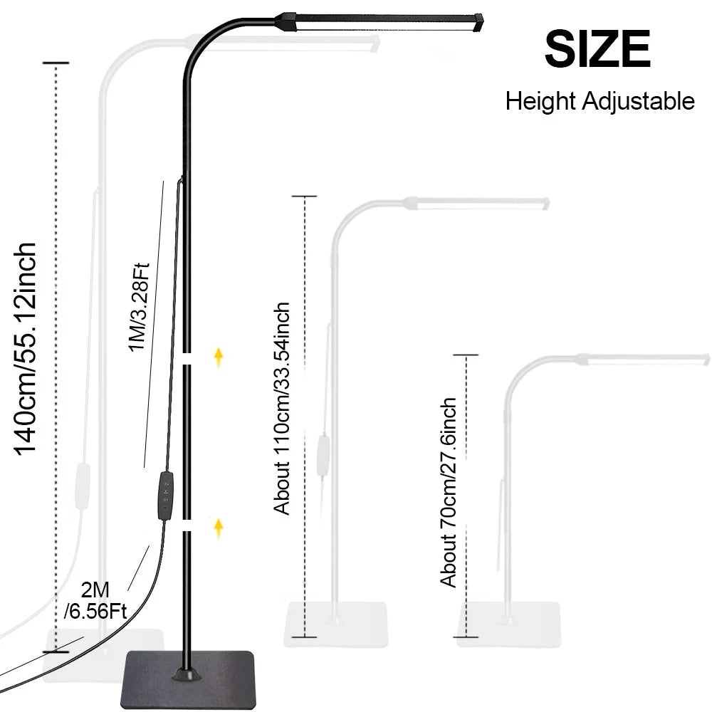 Lampadaire LED à Col de Cygne 360° – Intensité Réglable pour Salon, Chambre ou Bureau