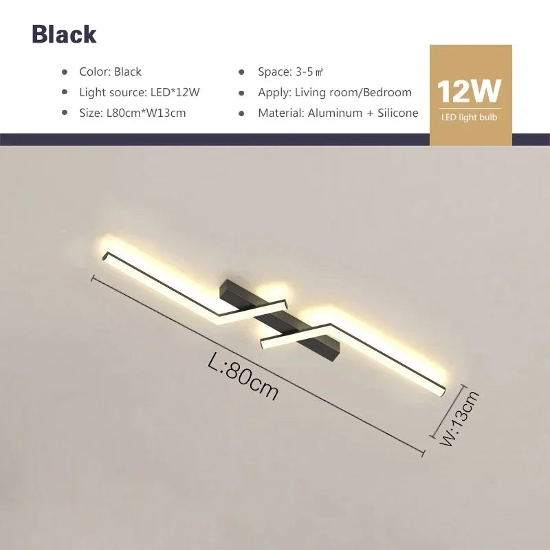 Plafonnier LED Moderne – Design Scandinave Noir pour Salon, Chambre ou Salle à Manger