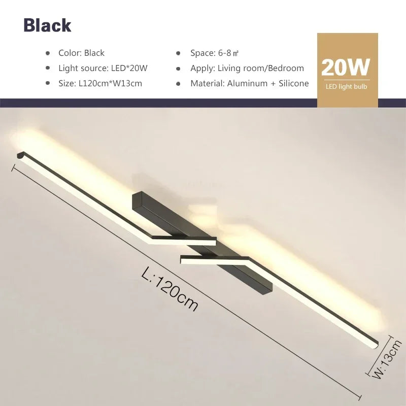 Plafonnier LED Moderne – Design Scandinave Noir pour Salon, Chambre ou Salle à Manger