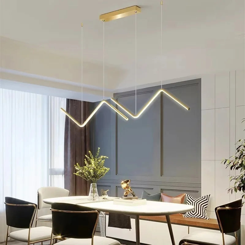 Lustre LED moderne noir pour salLustre LED Moderne Noir & Doré – Suspension Minimaliste pour Salon ou Chambreon, chambre à coucher, luminaire minimaliste, éclairage d'intérieur, décoration de la maison
