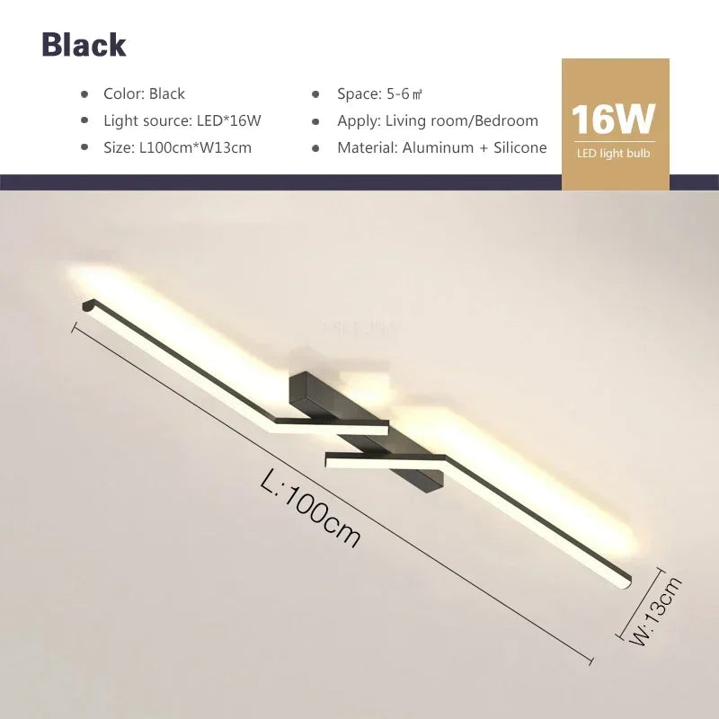 Plafonnier LED Moderne – Design Scandinave Noir pour Salon, Chambre ou Salle à Manger