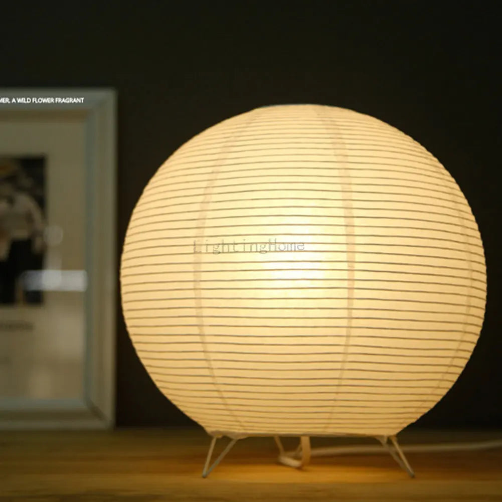 Lanterne nordique en papier Lampe de table Style japonais Moderne, Lampe de Chevet, Lampe de Nuit Blanche Chaude en LED Veilleuse