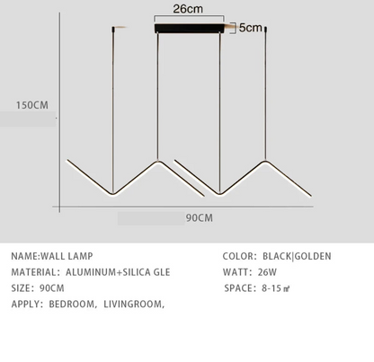 Lustre LED moderne noir pour salLustre LED Moderne Noir & Doré – Suspension Minimaliste pour Salon ou Chambreon, chambre à coucher, luminaire minimaliste, éclairage d'intérieur, décoration de la maison