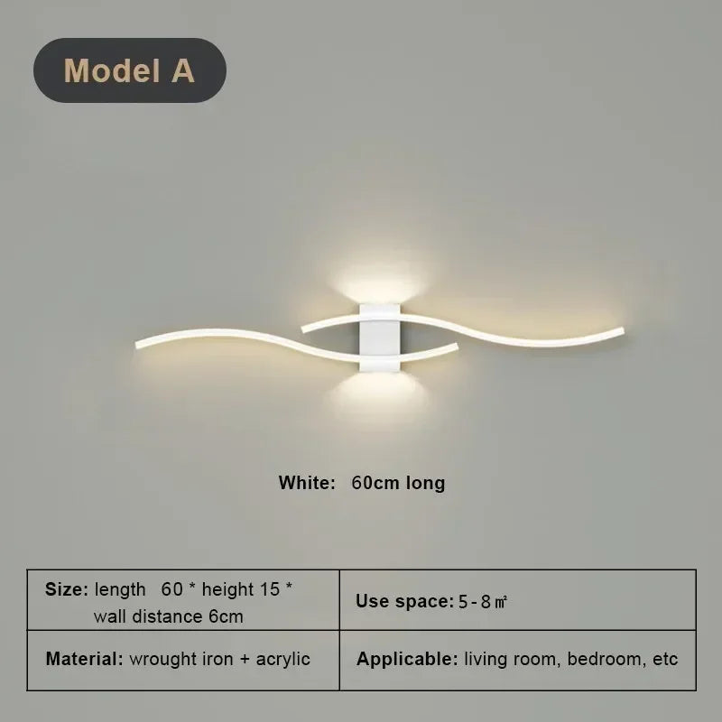 Applique murale LED minimaliste à bande, dimmable et design. Parfaite pour salon, chambre, bureau ou salle de bain. Installation murale facile, lumière douce et moderne.