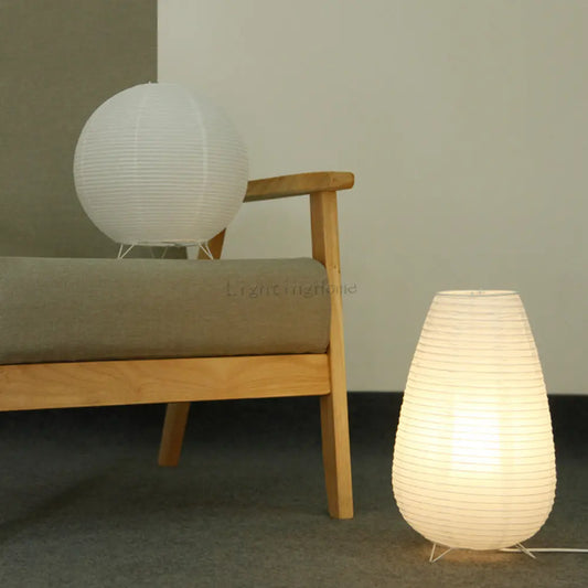 Lanterne nordique en papier Lampe de table Style japonais Moderne, Lampe de Chevet, Lampe de Nuit Blanche Chaude en LED Veilleuse