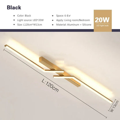 Plafonnier LED Moderne – Design Scandinave Noir pour Salon, Chambre ou Salle à Manger