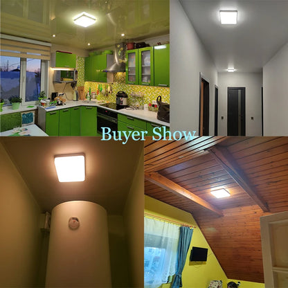 Plafonnier LED Carré MARPOU – 18W à 48W, 3 Couleurs, Éclairage 360° pour Salle de Bain, Cuisine ou Chambre