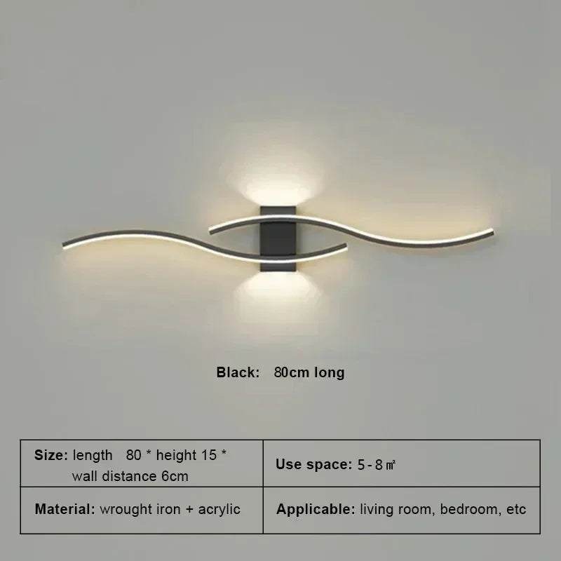 Applique murale LED minimaliste à bande, dimmable et design. Parfaite pour salon, chambre, bureau ou salle de bain. Installation murale facile, lumière douce et moderne.