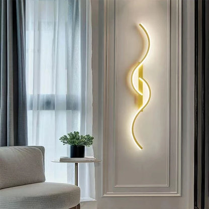 Applique murale LED moderne en aluminium, design bande longue. Éclairage haut et bas pour chambre ou salon. Ampoules incluses, montage mural facile, certifiée CE & RoHS.
