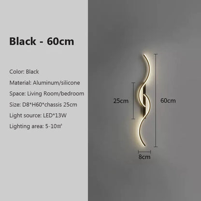 Applique murale LED moderne en aluminium, design bande longue. Éclairage haut et bas pour chambre ou salon. Ampoules incluses, montage mural facile, certifiée CE & RoHS.