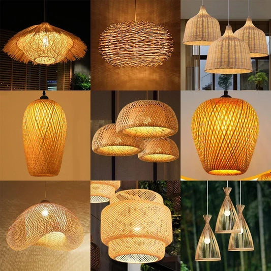 Suspensions Bambou & Rotin – Luminaires Tressés à la Main pour Salle à Manger, Salon ou Chambre