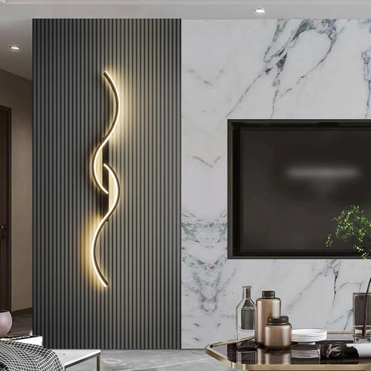 Applique murale LED moderne en aluminium, design bande longue. Éclairage haut et bas pour chambre ou salon. Ampoules incluses, montage mural facile, certifiée CE & RoHS.