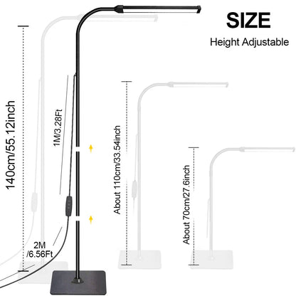 Lampadaire LED à Col de Cygne 360° – Intensité Réglable pour Salon, Chambre ou Bureau