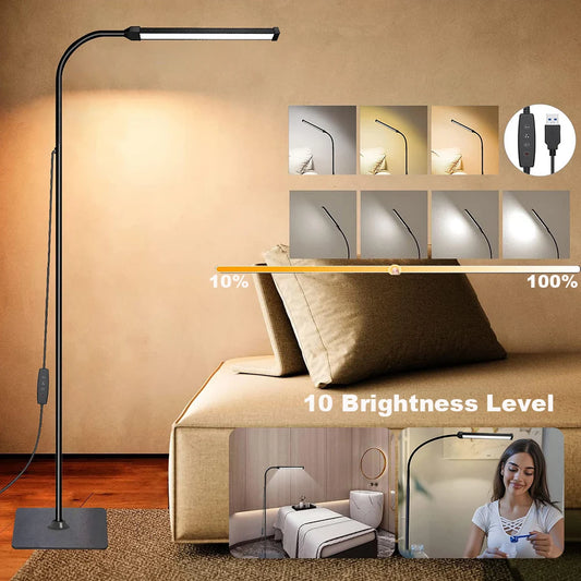 Lampadaire LED à Col de Cygne 360° – Intensité Réglable pour Salon, Chambre ou Bureau