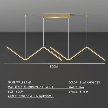 Lustre LED moderne noir pour salLustre LED Moderne Noir & Doré – Suspension Minimaliste pour Salon ou Chambreon, chambre à coucher, luminaire minimaliste, éclairage d'intérieur, décoration de la maison