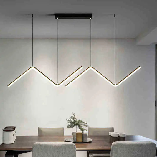 Lustre LED moderne noir pour salLustre LED Moderne Noir & Doré – Suspension Minimaliste pour Salon ou Chambreon, chambre à coucher, luminaire minimaliste, éclairage d'intérieur, décoration de la maison