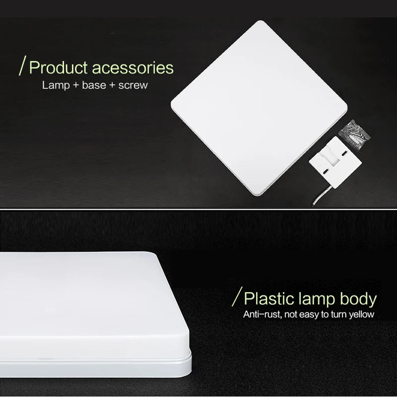 Plafonnier LED Carré MARPOU – 18W à 48W, 3 Couleurs, Éclairage 360° pour Salle de Bain, Cuisine ou Chambre