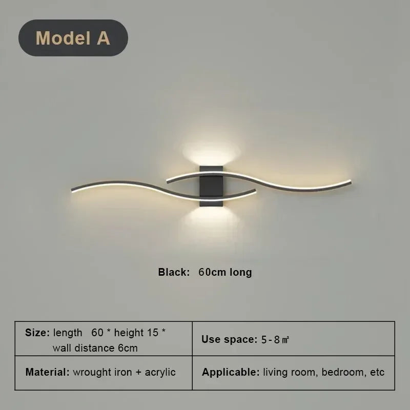 Applique murale LED minimaliste à bande, dimmable et design. Parfaite pour salon, chambre, bureau ou salle de bain. Installation murale facile, lumière douce et moderne.