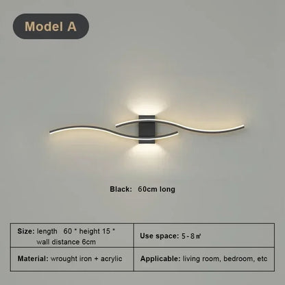 Applique murale LED minimaliste à bande, dimmable et design. Parfaite pour salon, chambre, bureau ou salle de bain. Installation murale facile, lumière douce et moderne.