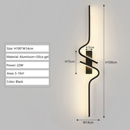 Applique Murale LED Moderne à Bande Longue – Éclairage Haut et Bas pour Chambre, Couloir ou Bureau