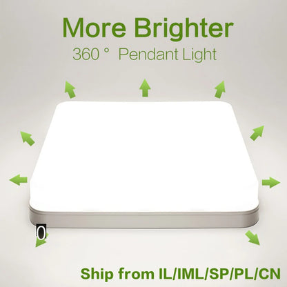 Plafonnier LED Carré MARPOU – 18W à 48W, 3 Couleurs, Éclairage 360° pour Salle de Bain, Cuisine ou Chambre